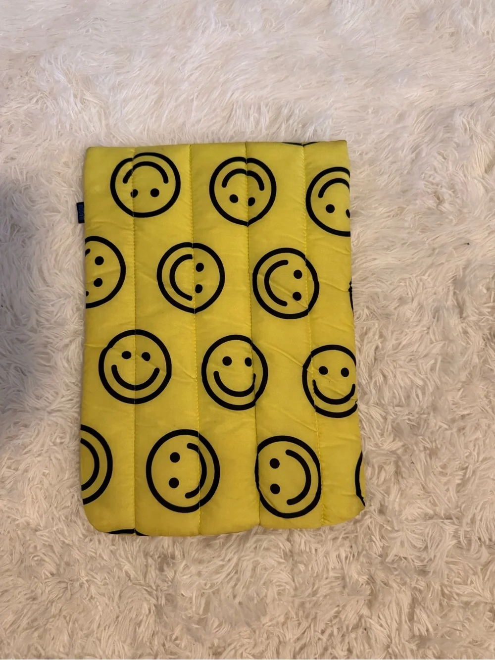 BAGGU Yellow Smiley Puffed Laptop Sleeve